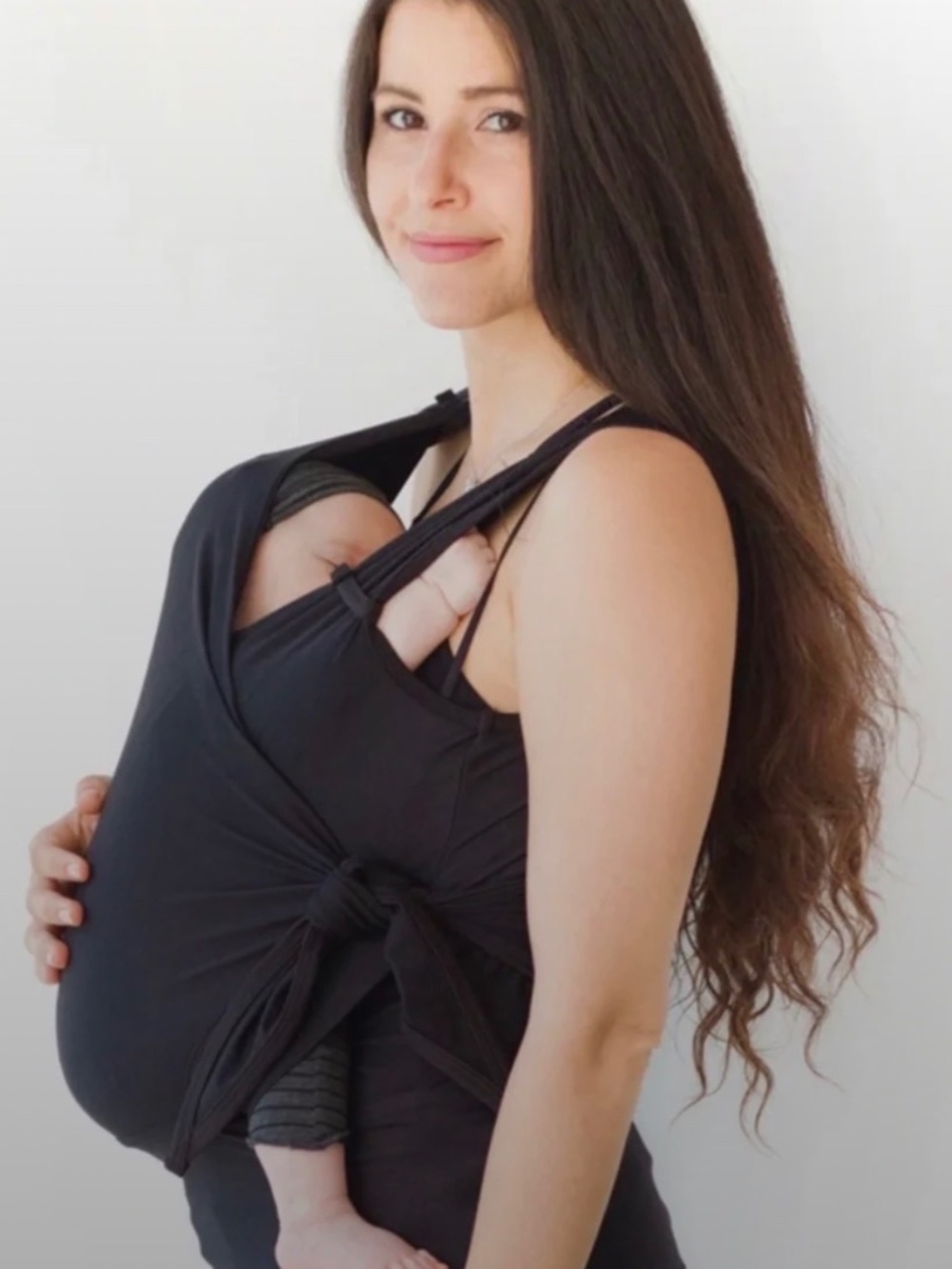 Women's Black Nursing & Babywearing Wrap Top